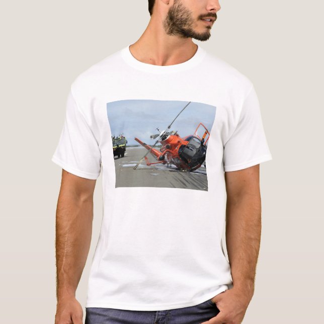 A US Coast Guard MH-65 Dolphin helicopter crash T-Shirt (Front)