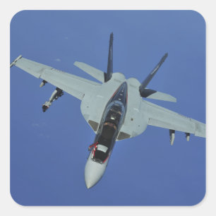 A US Navy F/A-18F Super Hornet in flight Square Sticker