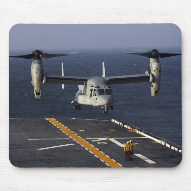 A V-22 Osprey aircraft prepares to land Mouse Pad (Front)