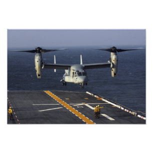 A V-22 Osprey aircraft prepares to land Photo Print