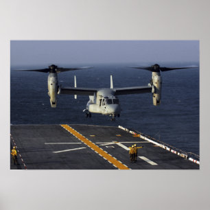 A V-22 Osprey aircraft prepares to land Poster