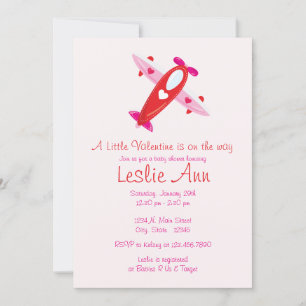 A Valentine Aeroplane Baby Shower Invitation