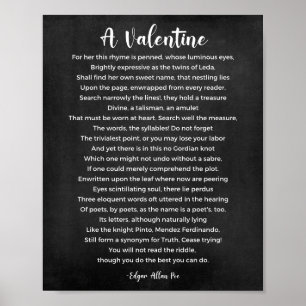 A Valentine Poem Black and White Poster