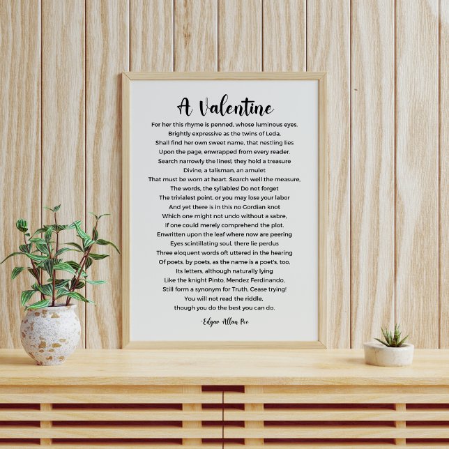 A Valentine Poem by Edgar Allan Poe Poster (Creator Uploaded)