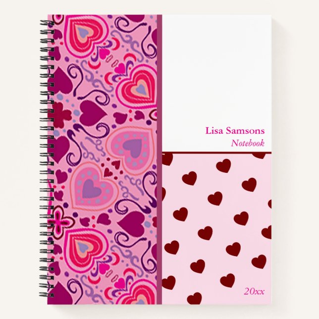 A Valentine's Day Hearts Pattern Notebook (Front)