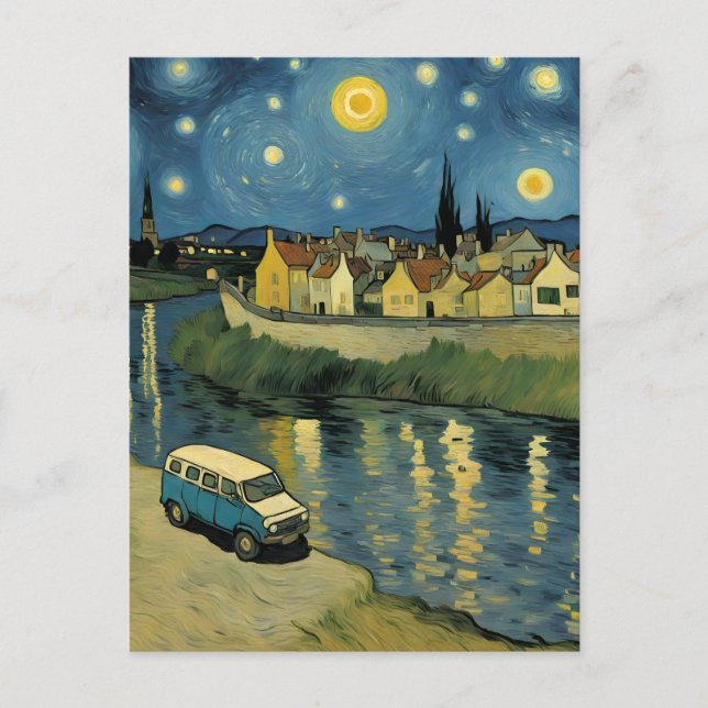 A Van Down By The River Van Gogh Parody Postcard (Front)