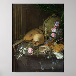 A Vanitas Still Life with a Nautilus and a Lute Poster