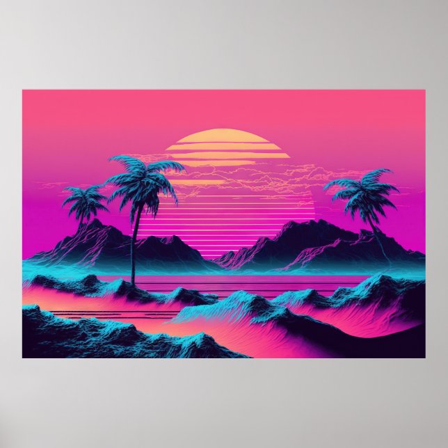 A Vaporwave Celebration of Oceanic Beauty Poster (Front)