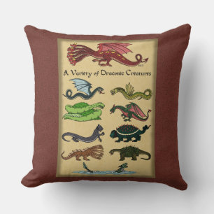 A Variety of Draconic Creatures Cushion