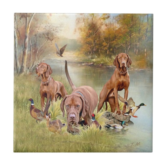 A versatile aristocrat in the Hungarian Vizsla Ceramic Tile (Front)