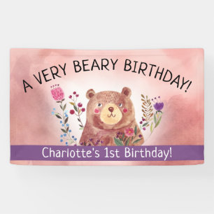 A Very Beary Birthday Cute Bear Child's Birthday Banner