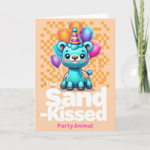 A Very Blue Birthday Camel Celebrating Balloons Card
