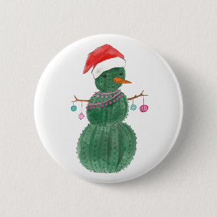 A Very Cactus Christmas Snowman 6 Cm Round Badge