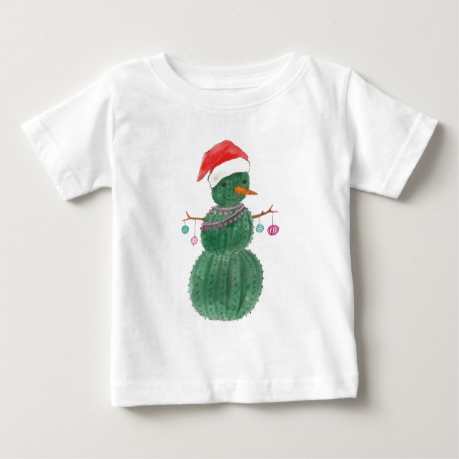 A Very Cactus Christmas Snowman Baby T-Shirt (Front)