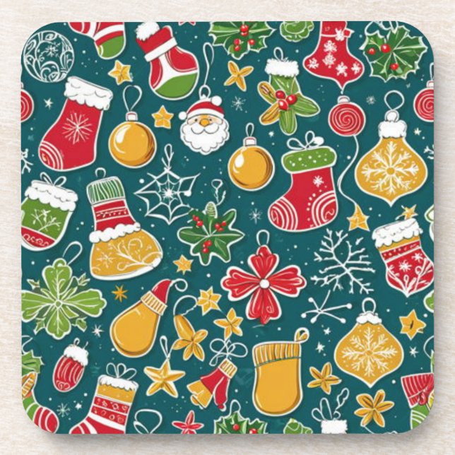 A very Christmas pattern design Coaster (Front)