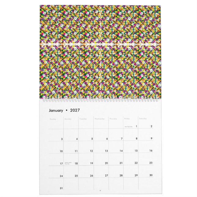 a very colourful pattern with a lot of different c calendar (Jan 2027)