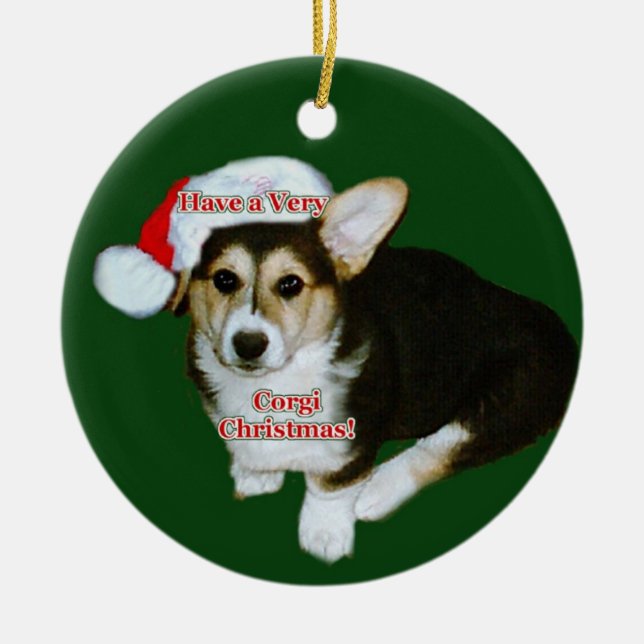 A Very Corgi Christmas Gimli Pup Ornament (Front)
