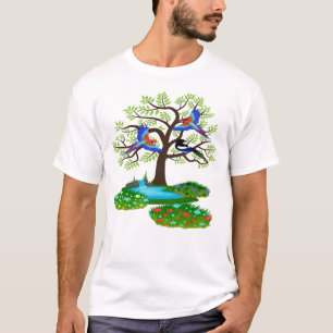 A very cute design of a cuckoo and a parrot flying T-Shirt