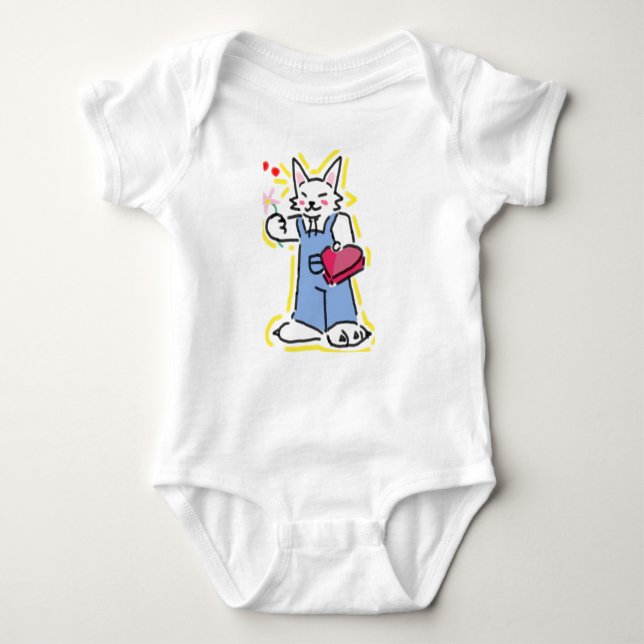 A very cute little cat offering you a flower! baby bodysuit (Front)