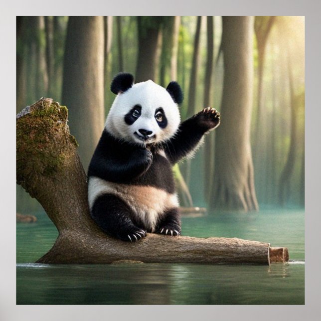 A very cute little Panda posing for the camera  Poster (Front)