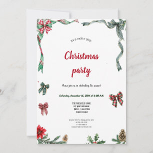 A VERY ELEGANT GREEN AND RED CHRISTMAS PARTY  INVITATION