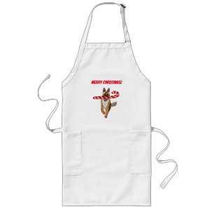 A Very German Shepherd Candy Cane Christmas  Long Apron