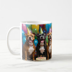 A Very Happy Staffy Birthday With Cake, Coffee Mug