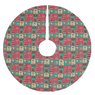 A Very Manly Christmas Moustache Collage Brushed Polyester Tree Skirt