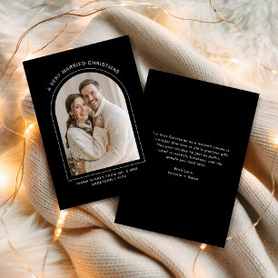 A Very Married Christmas Black White Arch Photo  Holiday Card