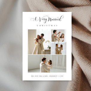A Very Married Christmas Elegant 4 Photo Holiday Card