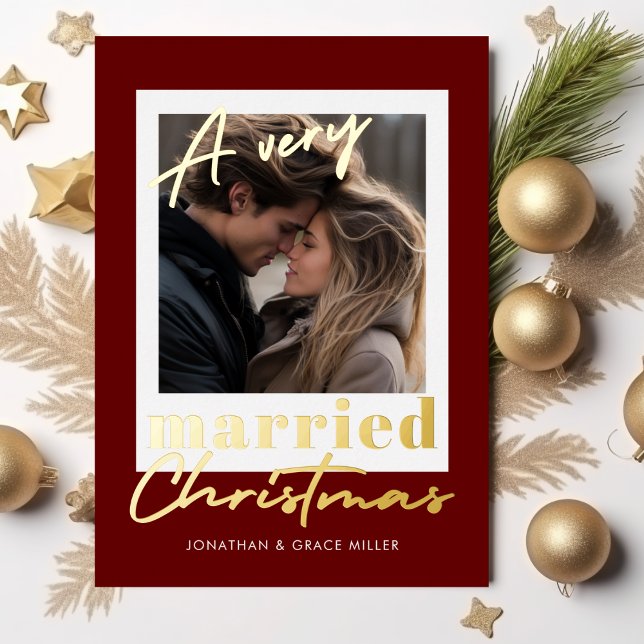 A Very Married Christmas Modern Photo Foil Holiday Card (A Very Married Christmas Modern Photo Foil Holiday Card)