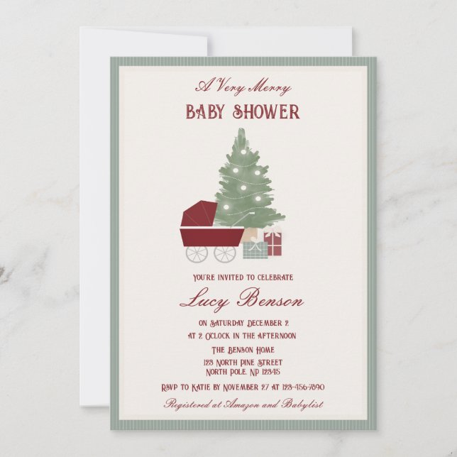A Very Merry Baby Shower Invitation (Front)