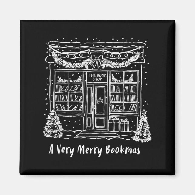 A Very Merry Bookmas Cozy Christmas Bookstore Holi Magnet (Front)