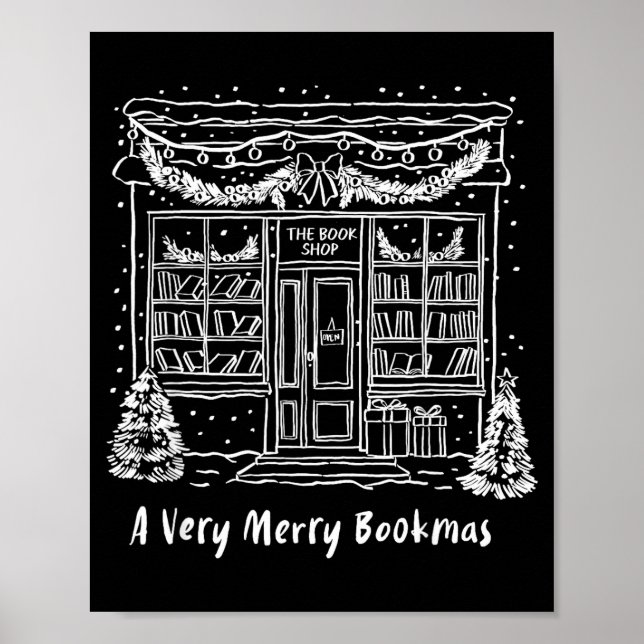 A Very Merry Bookmas Cozy Christmas Bookstore Holi Poster (Front)