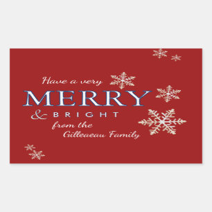  A Very Merry & Bright Christmas Package or Gift  Rectangular Sticker