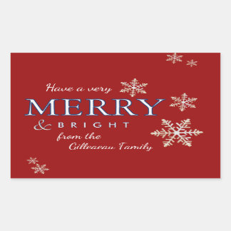  A Very Merry & Bright Christmas Package or Gift  Rectangular Sticker