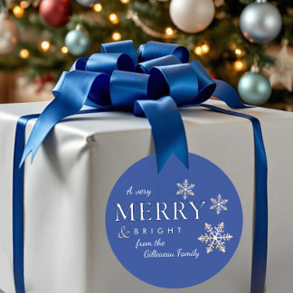  A Very Merry & Bright Christmas Snowflake Gift  Classic Round Sticker