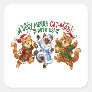 A Very Merry Cat-Mas Christmas Cats Square Sticker