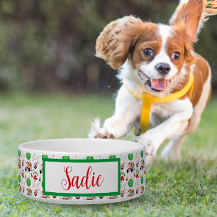 A Very Merry Cavalier King Charles Christmas Dog Bowl