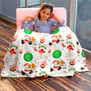 A Very Merry Cavalier King Charles Christmas Fleece Blanket