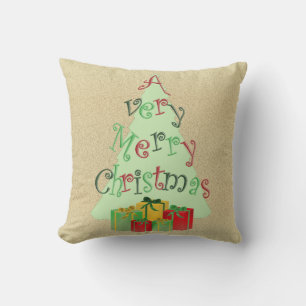 A Very Merry Christmas Burlap-look Cushion