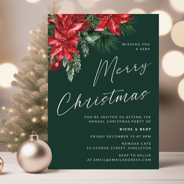 A Very Merry Christmas Classic Party Green Invitation (Creator Uploaded)