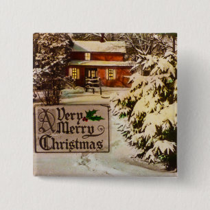 A Very Merry Christmas Classic Traditional Winter 15 Cm Square Badge