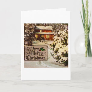A Very Merry Christmas Classic Traditional Winter Holiday Card