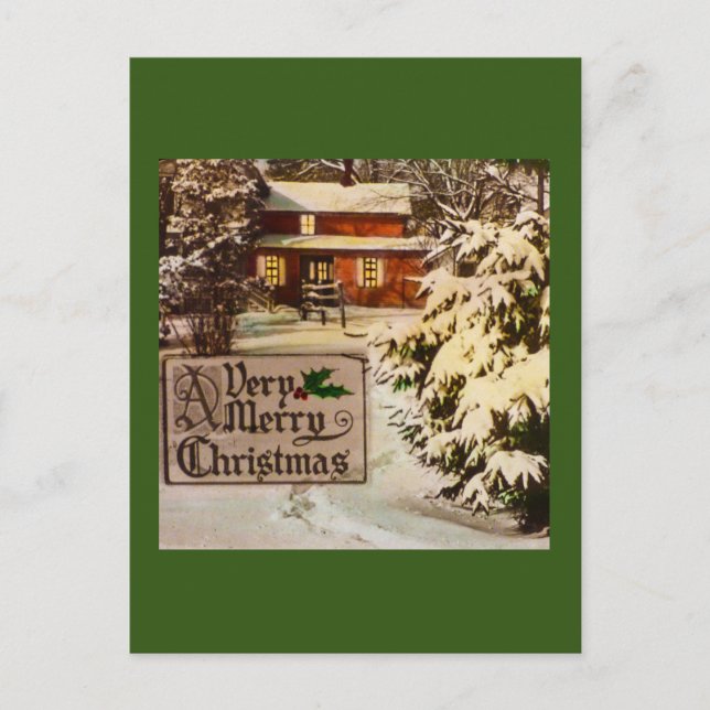 A Very Merry Christmas Classic Traditional Winter  Holiday Postcard (Front)