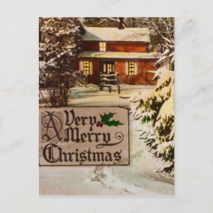 A Very Merry Christmas Classic Traditional Winter Holiday Postcard