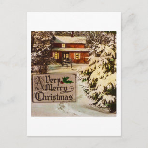 A Very Merry Christmas Classic Traditional Winter Holiday Postcard