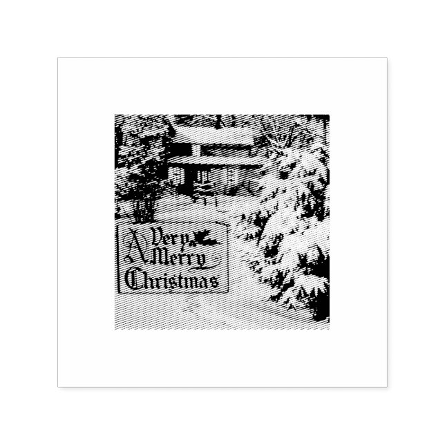 A Very Merry Christmas Classic Traditional Winter  Self-inking Stamp (Design)