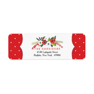 A Very Merry Christmas Floral Personalised Return Address Label