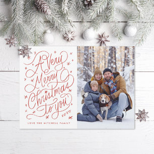 A Very Merry Christmas Hand-Lettering Photo Holiday Card